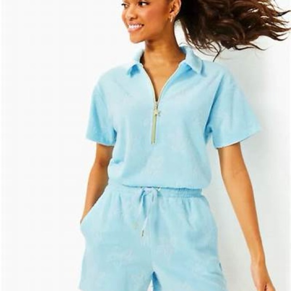 Lilly Pulitzer Light Blue Jumpsuit Katerini Romper size medium NWT